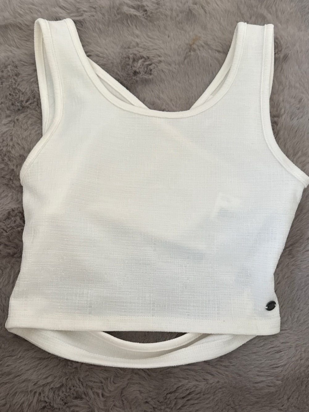 Roxy White Ribbed Crop Tank